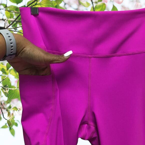 NWT - FP Movement Women's Leggings Pink High Rise w Pockets cross tie Ankle - Picture 3 of 8